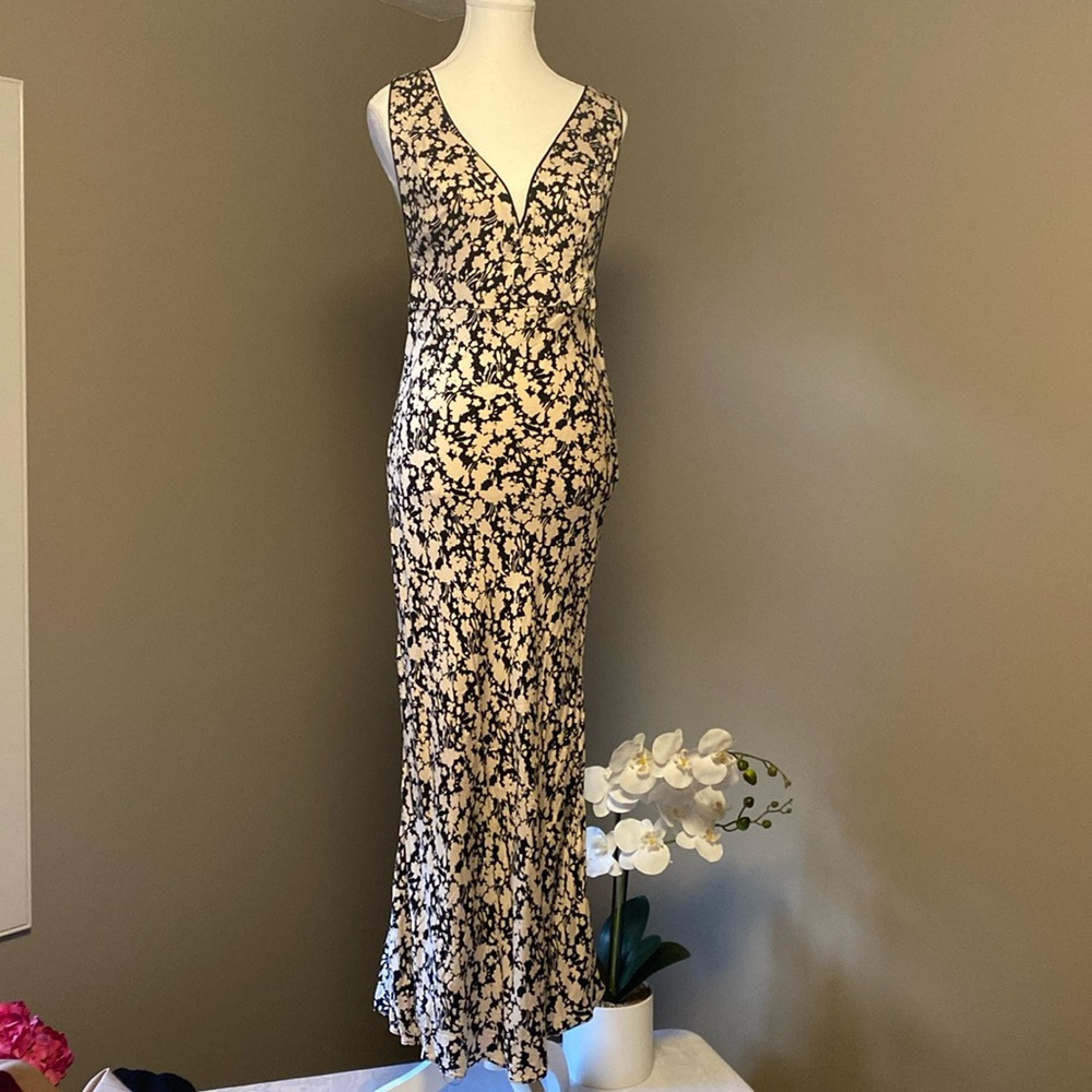 Free People Black and Cream Midi Dress